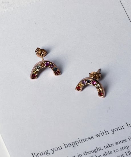 Rainbow pierced earrings -multicolorsapphire-