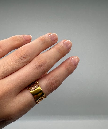 Lattice Passage-Diamond mesh ring silver925