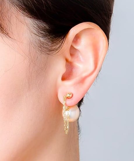 CORON series Pearl × K18・southsea pearl  -reversible earrings