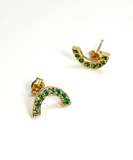 Rainbow pierced earrings-emelard-