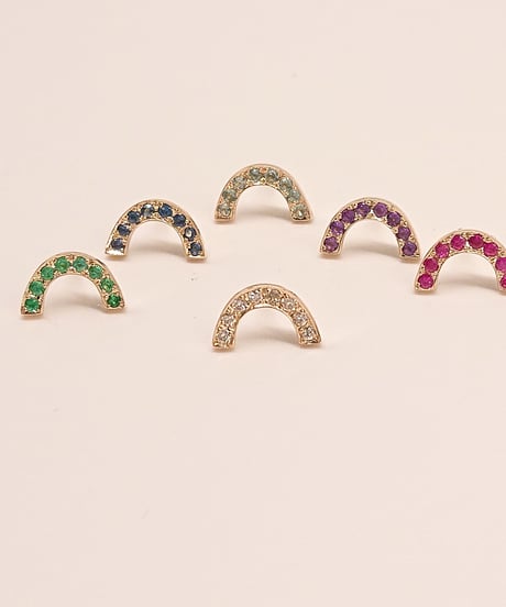 Rainbow pierced earrings-ruby-