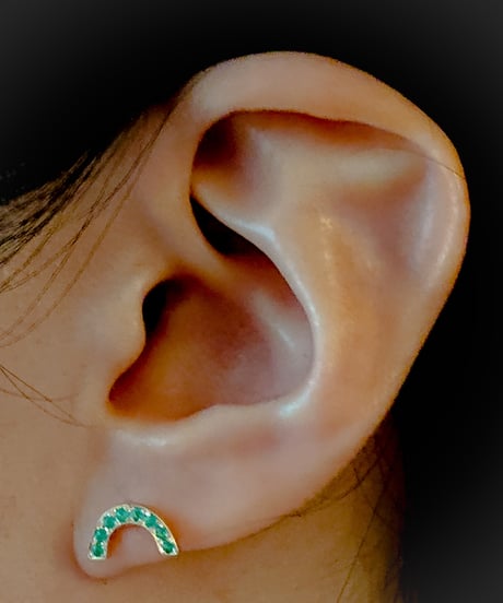 Rainbow pierced earrings-emelard-