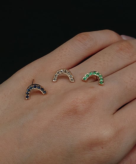 Rainbow pierced earrings-emelard-