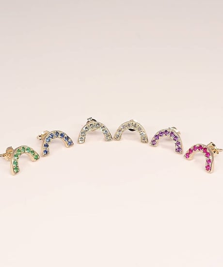 Rainbow pierced earrings-sapphire-