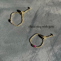 k18 chain ring with gem