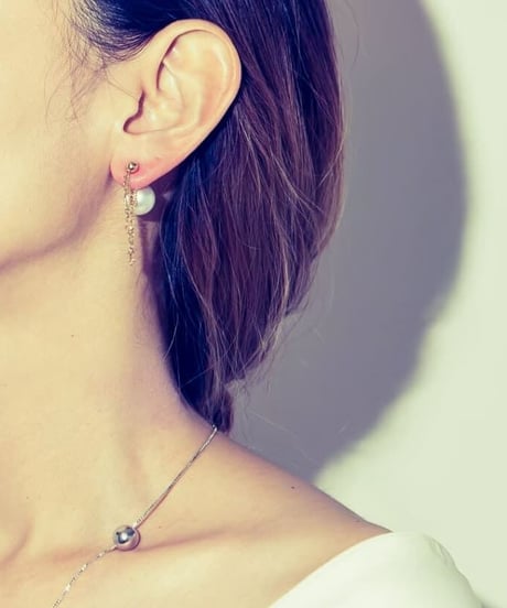 CORON series Pearl × K18・southsea pearl  -reversible earrings