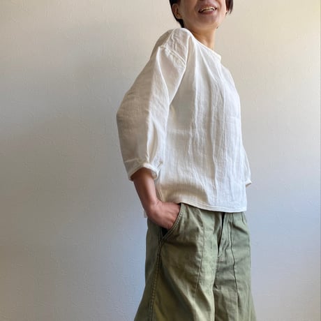 リネンのふんわり袖　七分袖と長袖　10色