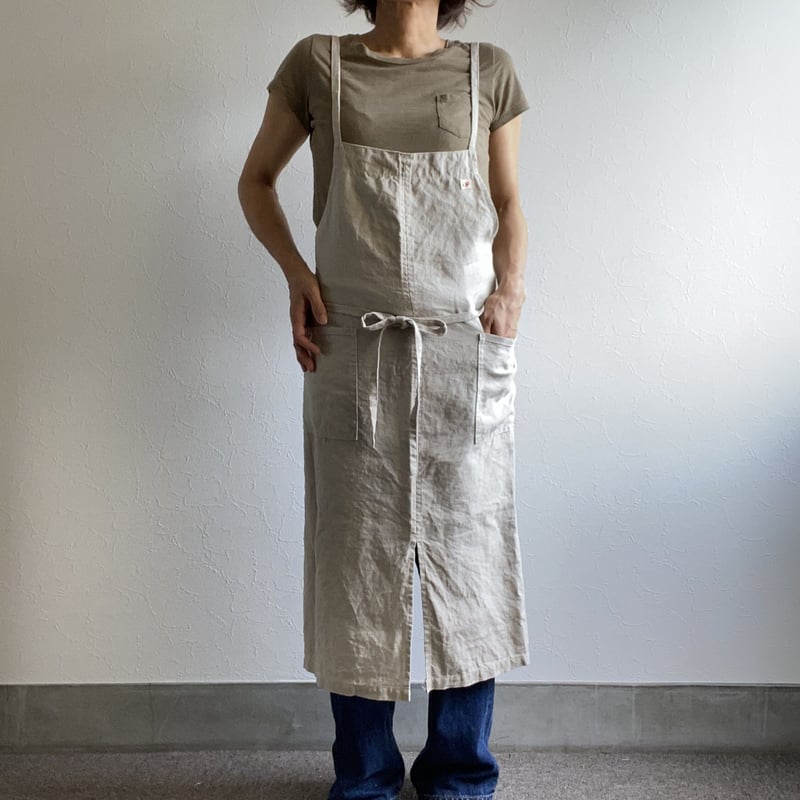 カフェなエプロン リネン生成り | K.K.P