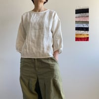 リネンのふんわり袖　七分袖と長袖　10色