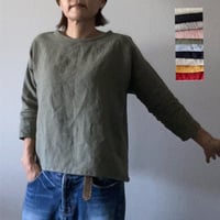 リネンのゆったりTシャツ  七分袖　10色