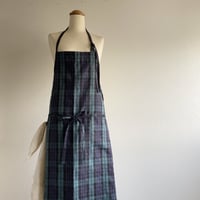 リネンのブラックウォッチ柄エプロン