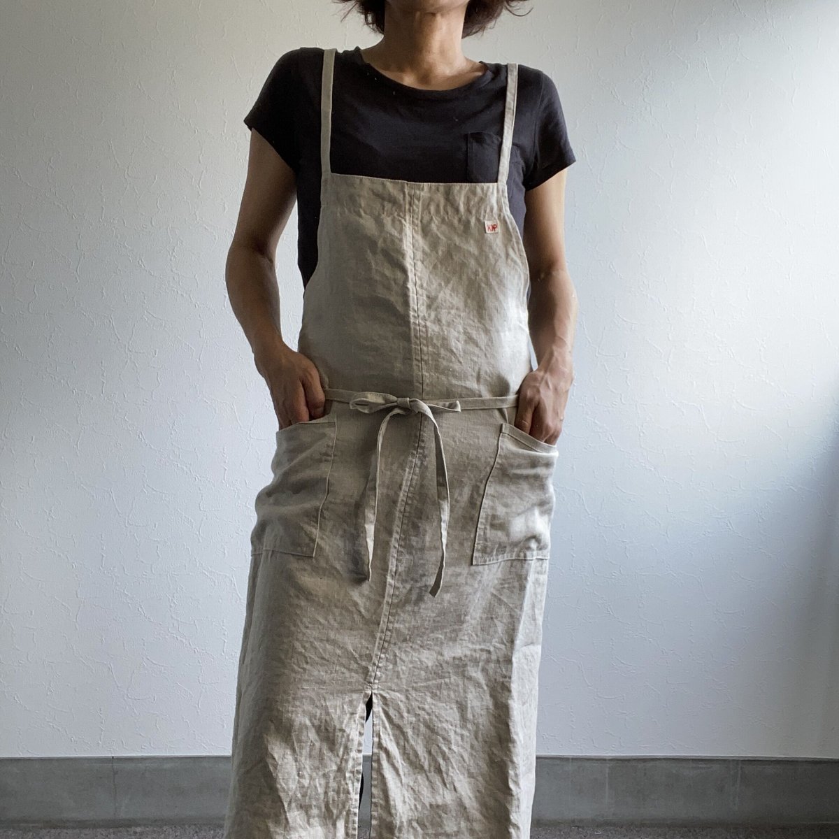 エプロン　生成り カフェなエプロン リネン生成り | K.K.P