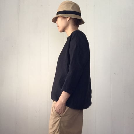 リネンのゆったりTシャツ  七分袖　10色
