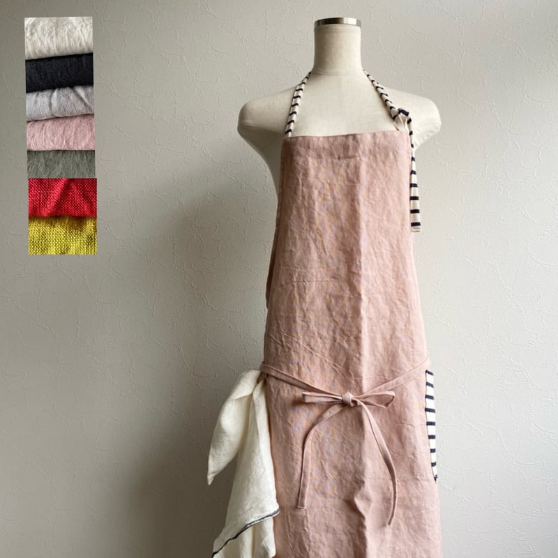 3wayエプロン◎リネン▼マルチカラー 3wayエプロン◎リネン▽マルチカラー