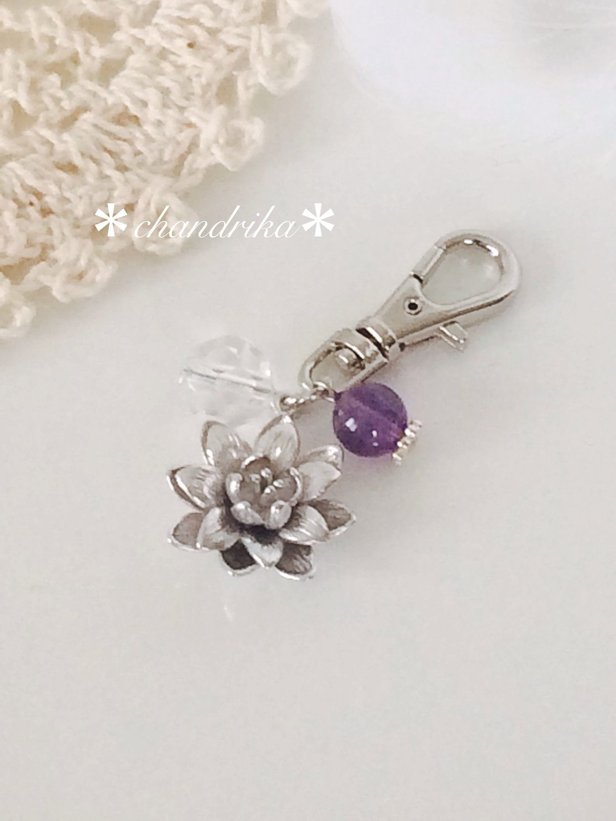 選べる天然石☆大天使ミカエルの旅のお守り＊ロータス（シルバー