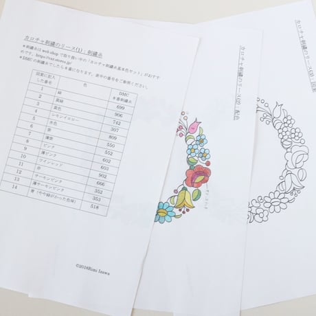 カロチャ刺繍のリースの図案
