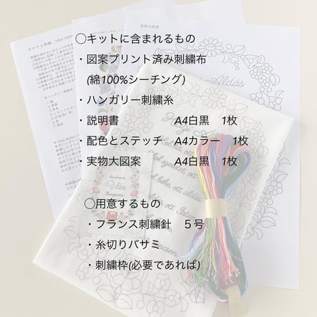 カロチャ刺繍Házi áldás-図案プリント布キット-