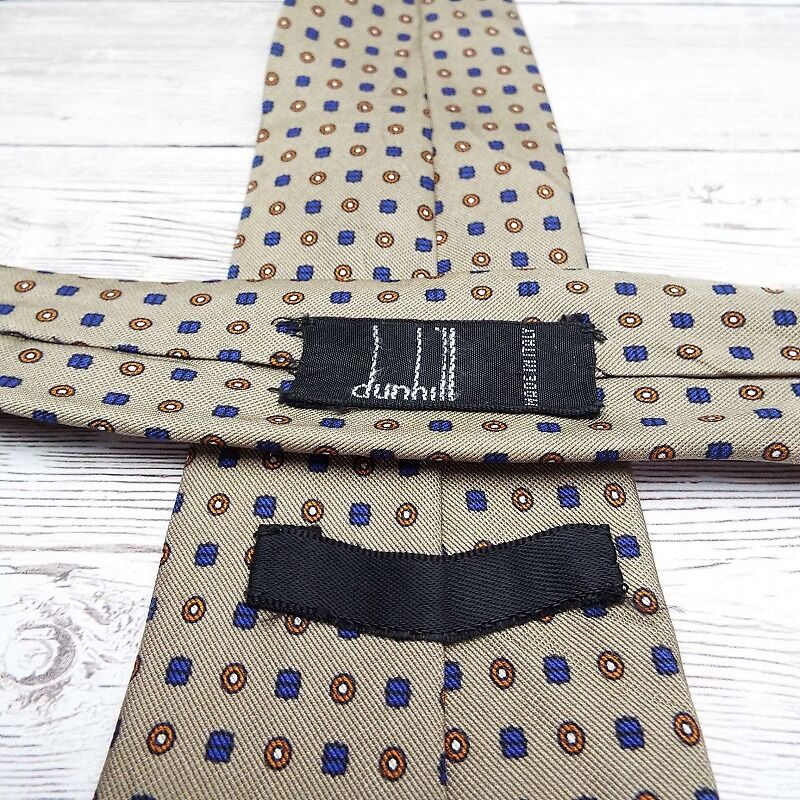 dunhill 幾何学模様 ネクタイ グレーグリーン系 新品未使用 英国紳士のトラディショナルネクタイ】イタリア製 dunhill