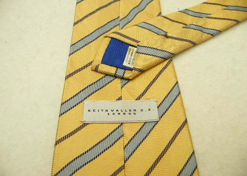 KEITH VALLER U.K LONDON】光沢系レジメンタルネクタイ【イエロー