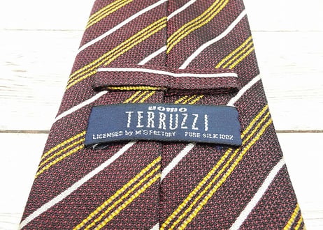 ビジネススーツに◎｜TERRUZZI UOMO（M/Sファクトリー扱い）ストライプ柄ネクタイ エンジ・ブロンズ　シルク100%｜17002943