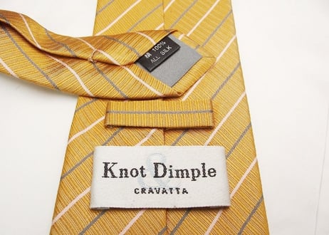 綺麗なオレンジイエロー｜Knot Dimple（NAGAE扱い）｜ストライプネクタイ【USED】0313