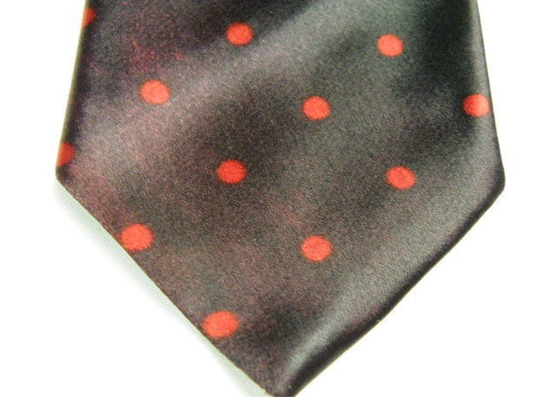 素敵なナロータイ【PRINTED】レッドドット柄ネクタイ【黒赤系】【USED