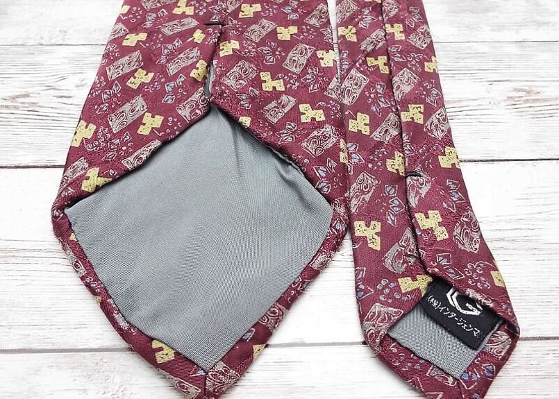 Hermès 幾何学模様 紫 シルクネクタイ ネクタイ 二重ドット SS25S