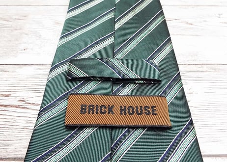 【グリーンラメ入りの素敵ネクタイ】BRICK HOUSE（ブリックハウス）ストライプ柄ネクタイ　シルク100%　グリーンネイビー緑紺　15000316