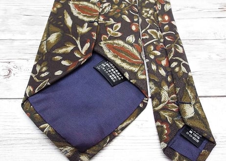 【ボタニカル柄のオールドネクタイ】Breeze T's COLLECTIONⅡ 植物総柄ネクタイ ブラウン茶 15000163