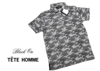 パイル生地が◎｜新品｜BLACK　ON　TETE　HOMME（テットオム）｜迷彩柄グレー系半袖ポロシャツ｜サイズ：M（細身の作りのためS〜M相当）｜メンズ [000020150631]
