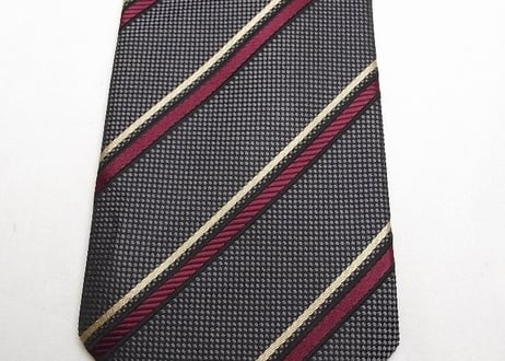 ネイビー系スーツに◎｜TREND　COLOR｜ネクスタイル｜グレー・エンジ系ストライプネクタイ【USED】0302