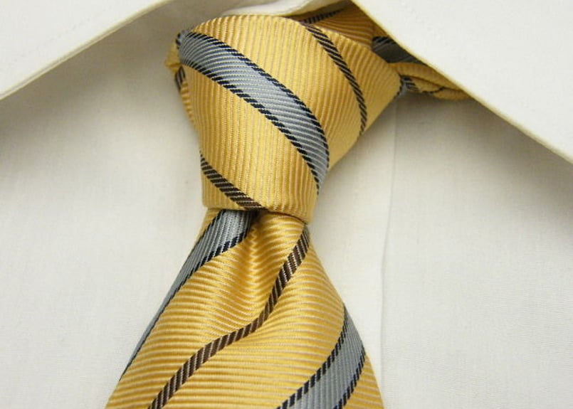KEITH VALLER U.K LONDON】光沢系レジメンタルネクタイ【イエロー