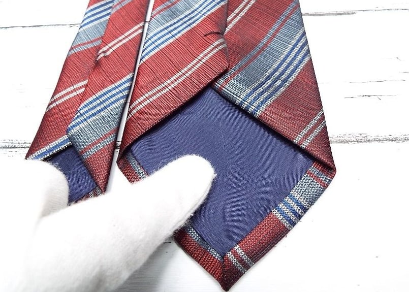 ヴィンテージネクタイ｜ENDLESS｜日本製｜エンジ×グレー系ストライプ
