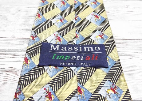 【ヴィンテージネクタイ】Massimo Imperiali  ポロ POLO柄ネクタイ ブロンズゴールド 上品系 15000316
