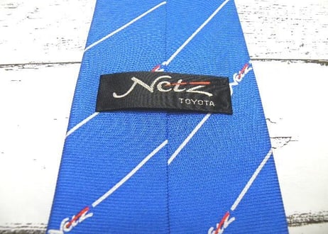 激レア【企業物】ネッツトヨタ（トヨタ自動車）　Ｎｅｔｚロゴ入り　ブルー系ネクタイ｜シルク100％｜青×赤×白｜USED