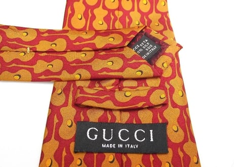 ギターリストにお薦め｜GUCCI（グッチ）｜イタリア製オレンジ＆レッド系ネクタイ【USED】0302