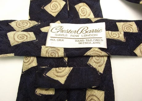 イギリス製のカジュアル向きな１本｜チェスターバリー｜CHESTER BARRIE｜ネイビー系総柄ネクタイ【USED】0302