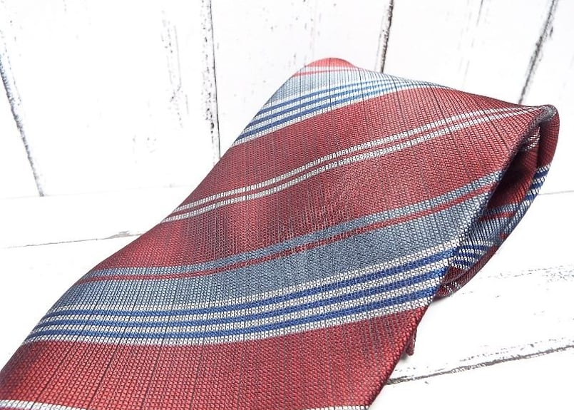 希少未使用◎90s【USA製】インディアンス　ネクタイ　vintage ヴィンテージネクタイ｜ENDLESS｜日本製｜エンジ×グレー系ストライプ