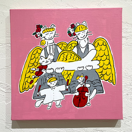 限定出品です　イワサトミキ　さん　原画　猫 すずめ ときどき ネコ／ CANVAS 原画 | ファンシーのお店 にゃんとこ