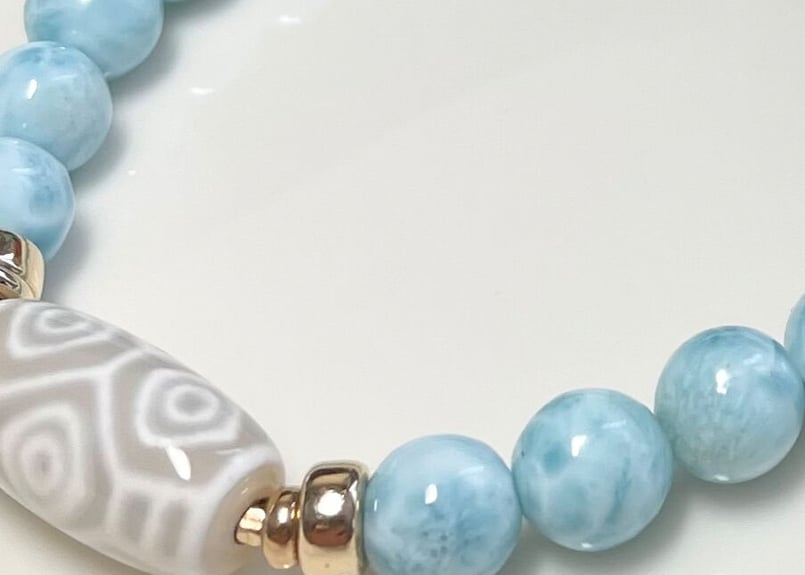 龍眼天珠（白）とラリマー | k-z factory