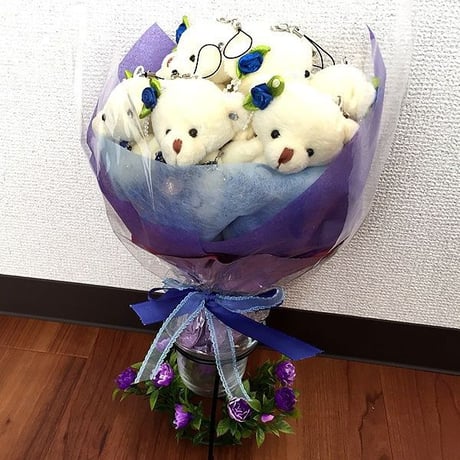 ■くま束（青色）ブーケ【バレンタインやプレゼントに♪オープニングセール中　送料無料】