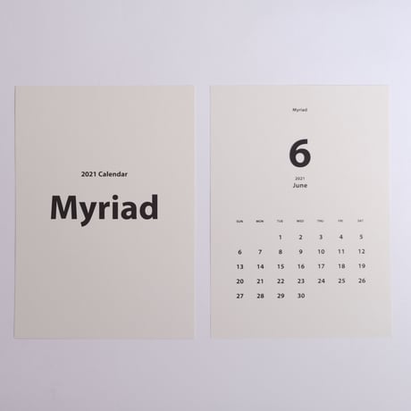 美しいフォントで綴るカレンダー2024［Myriad］
