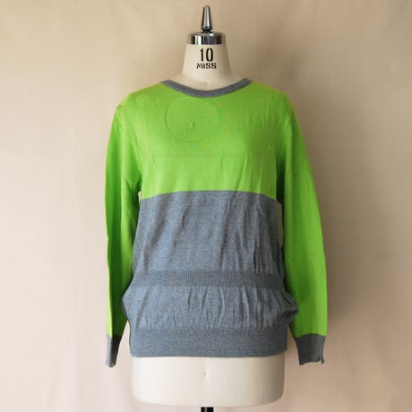 ◯凸凹ドットバイカラーセーター◯グリーン◯