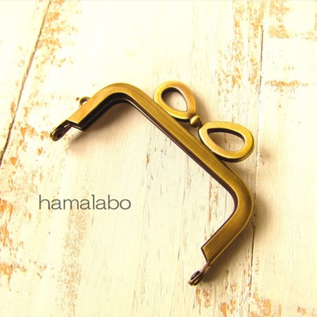 【HA-1903】7.5cm/角型口金(リボン×アンティークゴールド)