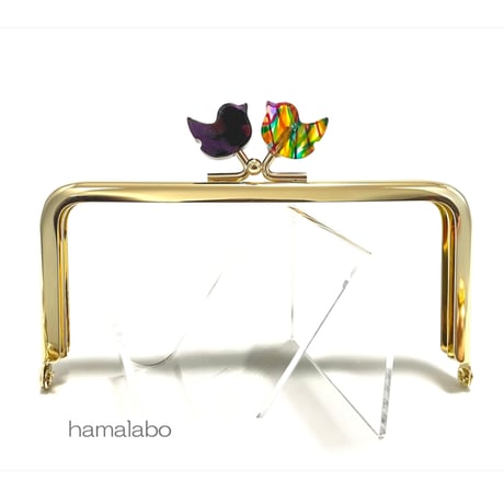 在庫調整で今だけ30％引き！【HA-b1123】12cm角型口金/コトリ型(ミックス小鳥)/ゴールド