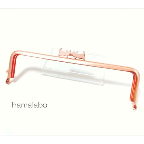 【HA-2105】ぽっちゃりネコ太の口金 16.5cm/角型(ソフトピンク)