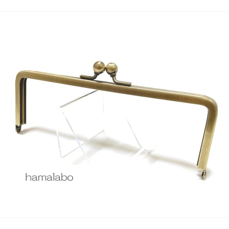 特価品！【HA-2581】16.5cm/角型の口金(ミニアメ玉＆足長)/アンティークゴールド