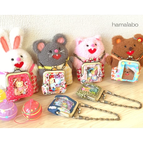 【KT-2156】超ミニサイズ！☆推しぬい＆推しドールが使う☆推し活がま口バッグの型紙＆レシピ【 5.5cm用】