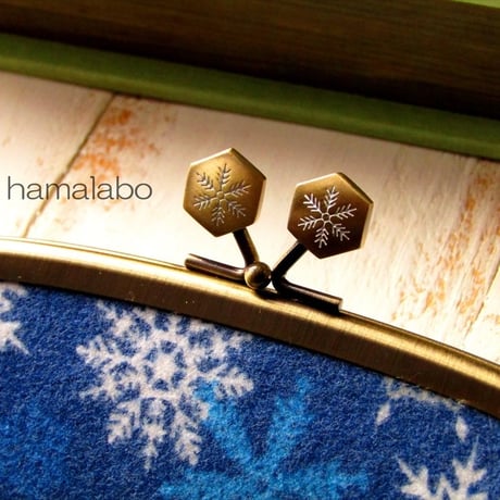 【HA-1561】17cm/くし型の口金/(六花-雪の結晶×シルバー)