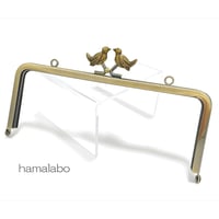 【HA-2228】18cm角型口金/小鳥のピースケ/カン付き/アンティークゴールド